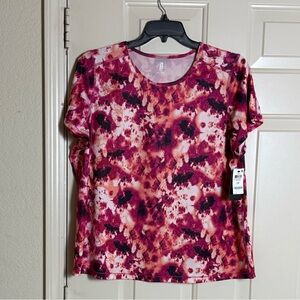 NEW IDEOLOGY Pink Shock Women's Pink Red Tie Dyed  Short Sleeve Shirt Size 2X